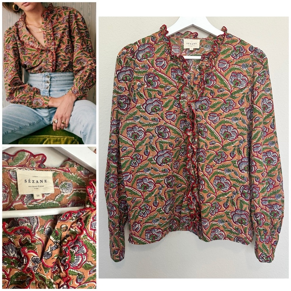 Sezane Multicolor Floral Blouse